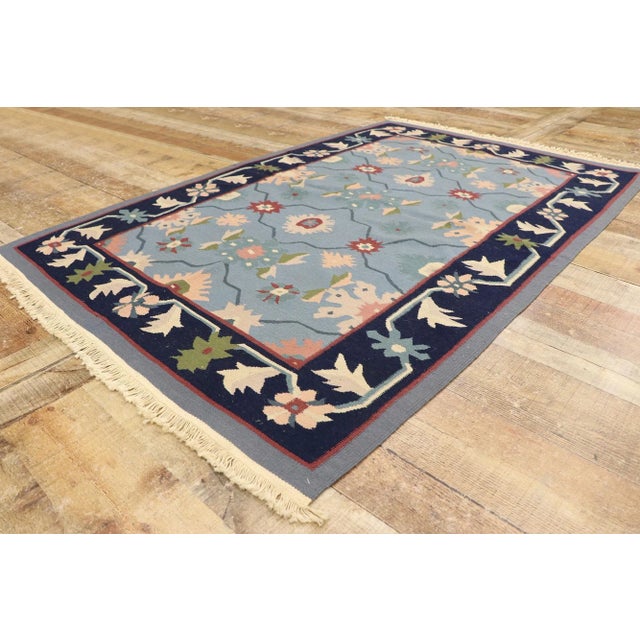 Vintage Romanian Floral Kilim Rug, 03'11 X 05'10 For Sale In Dallas - Image 6 of 9