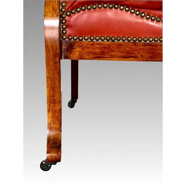 Antique Empire Flame Mahogany & Ox Blood Red Leather Library Armchair, Late 19th. Century Chair For Sale - Image 13 of 14