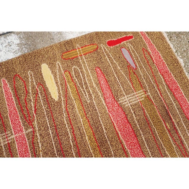 Textile Mid-Century Modern Handmade Turkish Room Size Rug in the Style of Atomic Art For Sale - Image 7 of 10