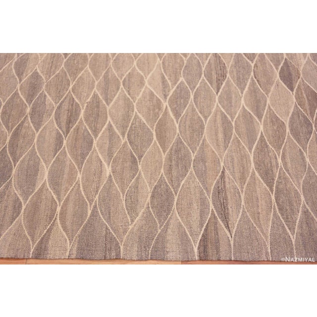 Neutral Earthy Long and Narrow Modern Hallway Flatweave Runner Kilim For Sale In New York - Image 6 of 8