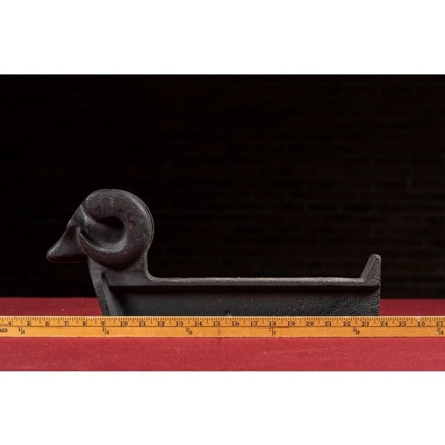 Metal Early 20th Century Decorative Cast Iron Ram Andirons For Sale - Image 7 of 7