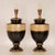 Mid-Century Modern Vintage French Lamps Ceramic Baluster Vase Lamps Black Gold Cream - A Pair For Sale - Image 3 of 10