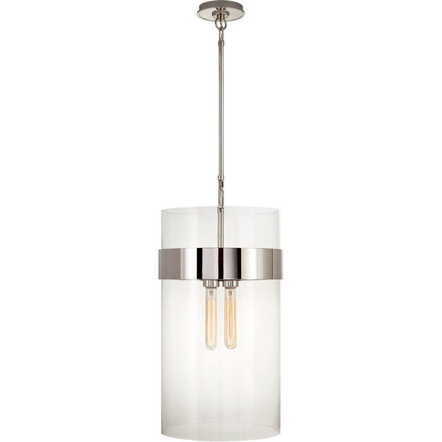 Modern Ian K. Fowler for Visual Comfort Signature Presidio Medium Pendant in Polished Nickel with Clear Glass For Sale - Image 3 of 4