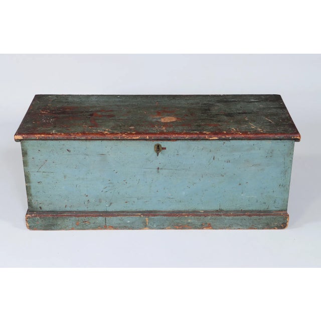 19th Century 19th Century Green-Painted Sailor's Sea Chest (Seaman's Box), Pine With Original Surface For Sale - Image 5 of 10