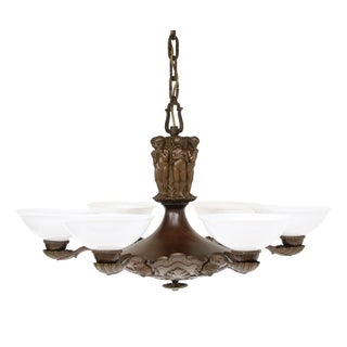 Antique Early Art Deco and Neoclassical Putti Chandelier, Germany, 1920s For Sale