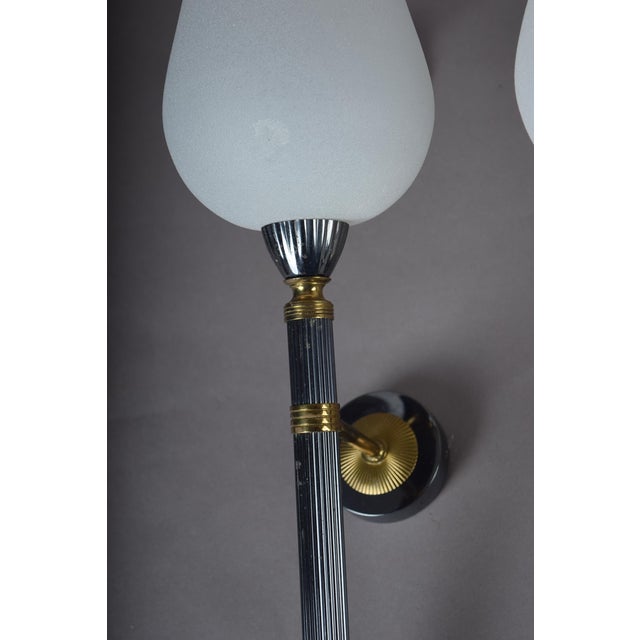 Vintage French Wall Sconces in Gunmetal and Gilt Bronze from Maison Jansen, 1970s, Set of 2 For Sale - Image 6 of 13