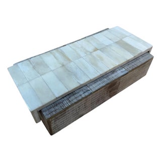 Vintage Decorative Box With Mother-of-Pearl Mosaic Lid For Sale