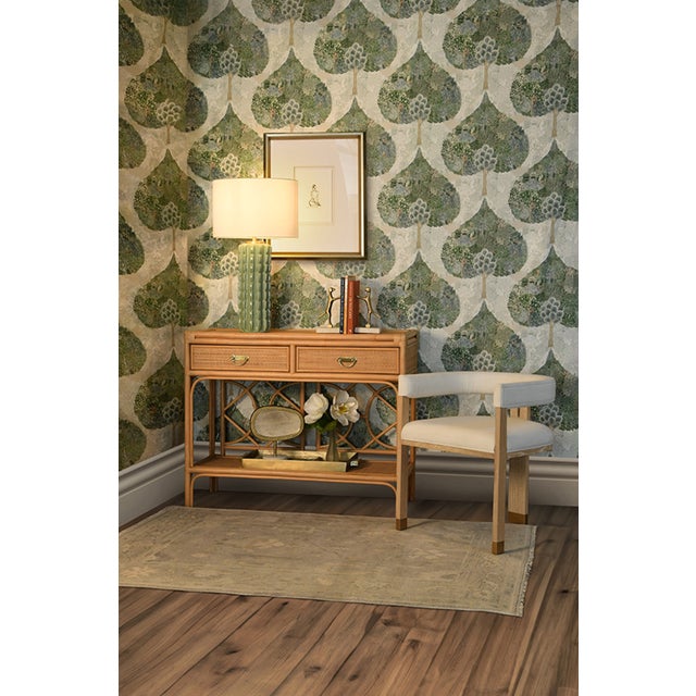 Rustic Matthew Izzo Home - Gideon Natural Rattan Tow Drawer Console Table With Decorative Back For Sale - Image 3 of 8