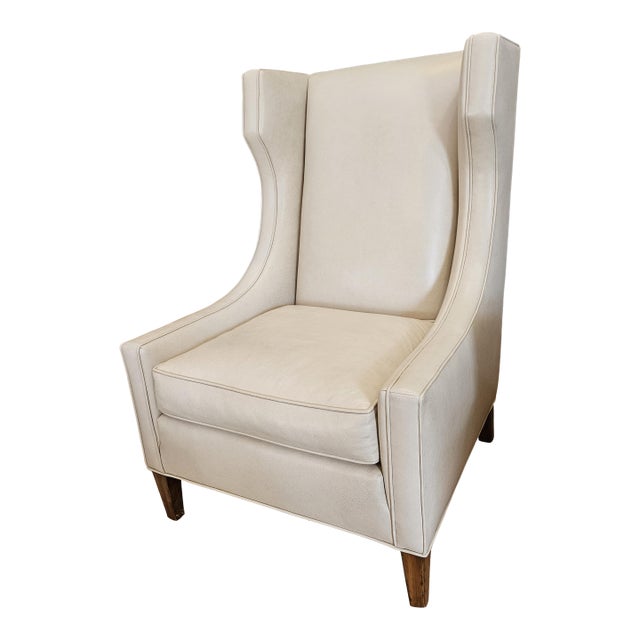 Custom Leather Wing Chair For Sale