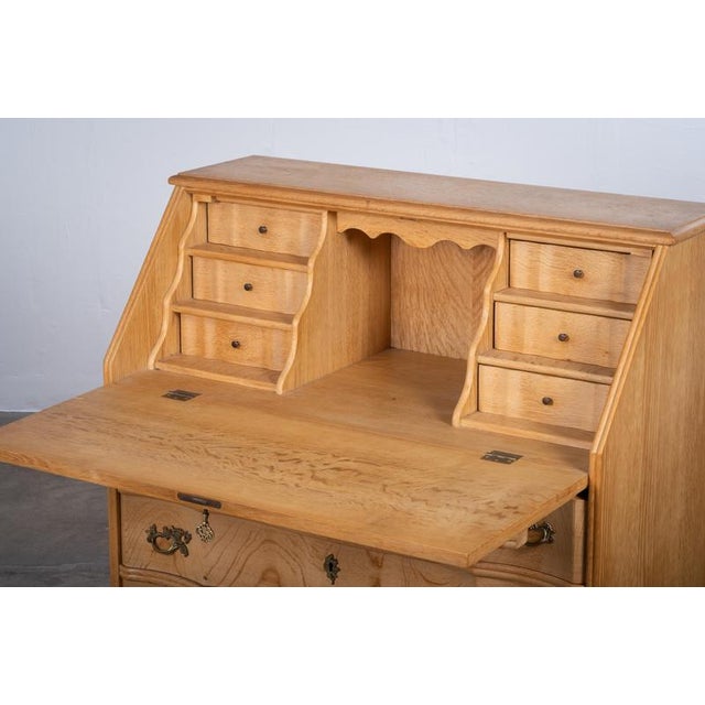 Mid-Century Danish Oak Drop-Front Secretary, 1960s For Sale - Image 6 of 13