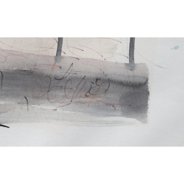 Artist: Charles Levier, French (1920 - 2003) Title: Girl with Flowers Year: circa 1970 Medium: Watercolor on Paper, signed...