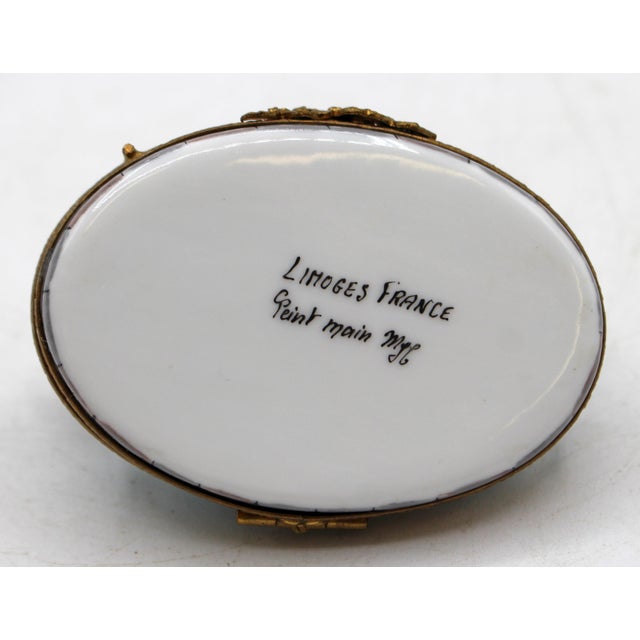Metal Vintage French Limoges Porcelain Gondolier Gondola Form Trinket Box For Sale - Image 7 of 7