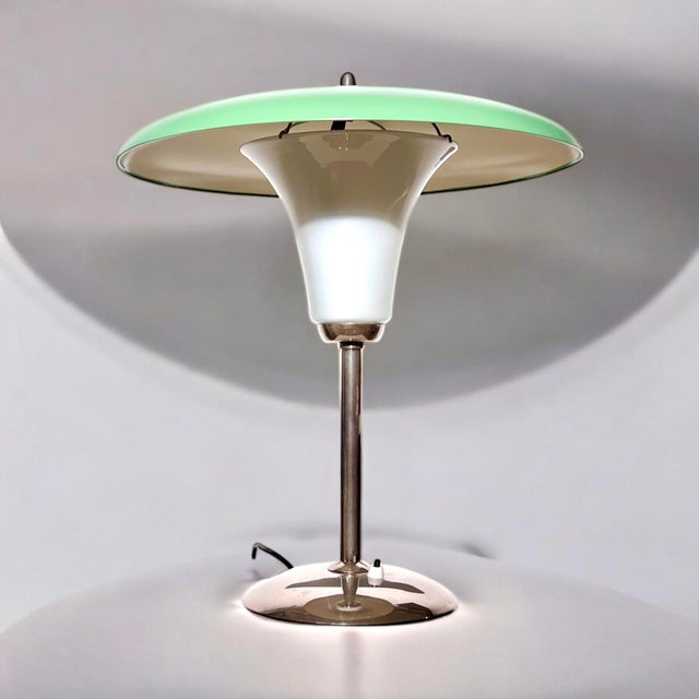 Mid-Century Bauhaus Table Lamp in Green Color, Germany, 1950s For Sale - Image 4 of 11