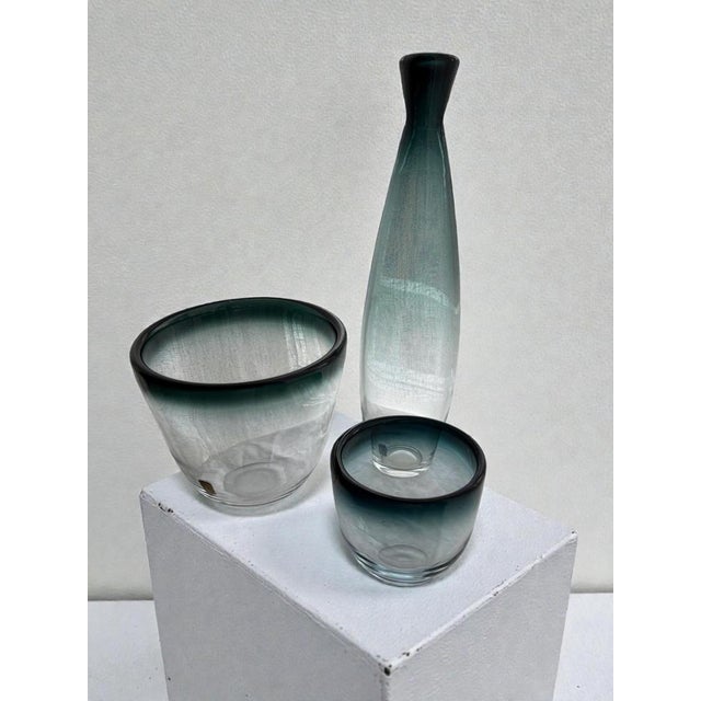 1950s Vintage Swedish Tona Series Glass Set by Bengt Orup for Johansfors, 1957, Set of 3 For Sale - Image 5 of 11