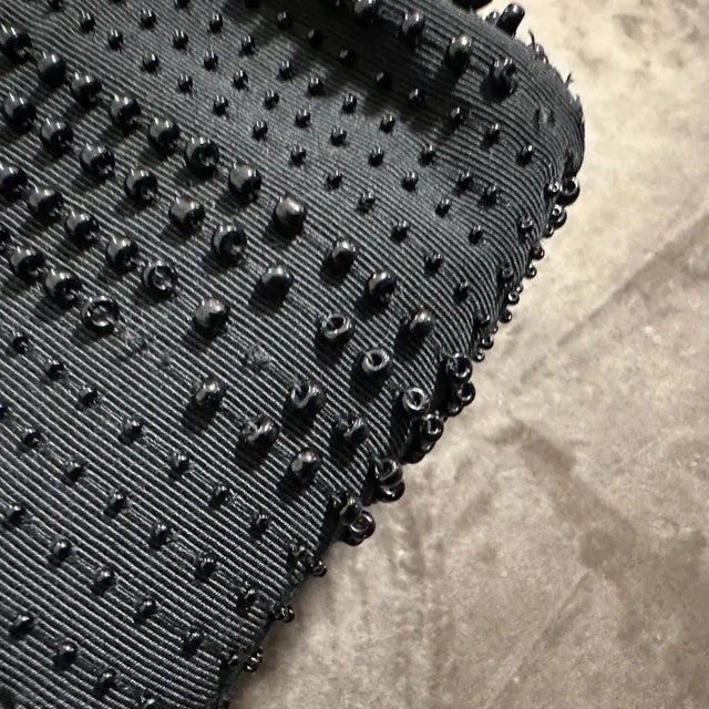 1960s Black Fabric and Beads Italian Evening Bag For Sale - Image 12 of 13