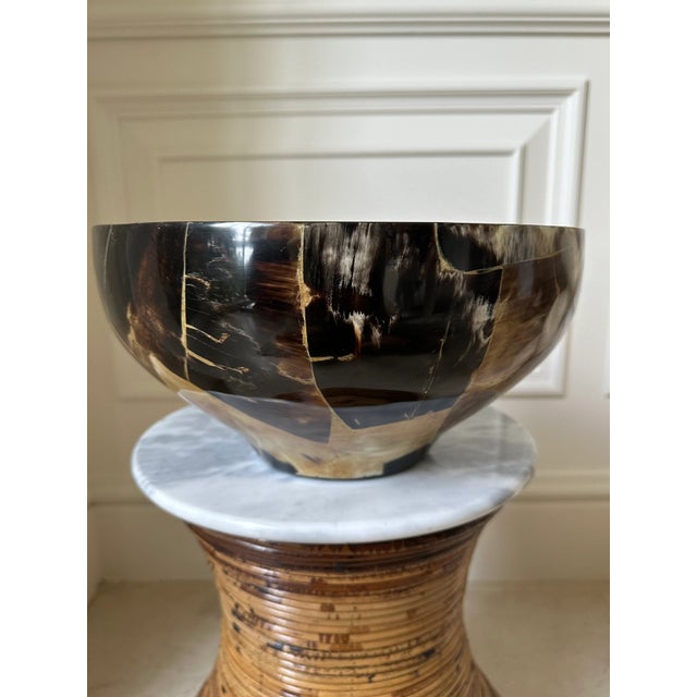 Spectacular Very Large Heavy Horn Bowl, dating from the 1980’s. Purchased in France. Fabulous coloration. Doubled walled...