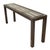 Vintage Brutalist Iron, Brass & Wood Console Table W/ Thick Beveled Glass Insert For Sale - Image 4 of 18