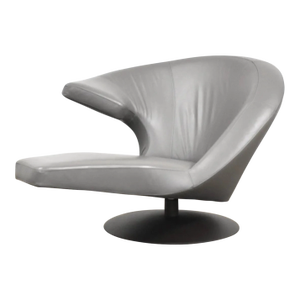 Parabolica Grey Leather Swivel Chair / Chaise Attributed to Leolux