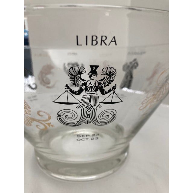 Vintage MidCentury Anchor Hocking Clear Glass Zodiac Astrology Black