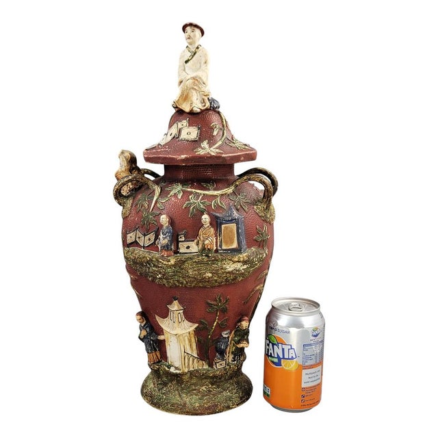 Maiolica Vase with Chinoiserie Relief, 1860-1880 For Sale - Image 18 of 18