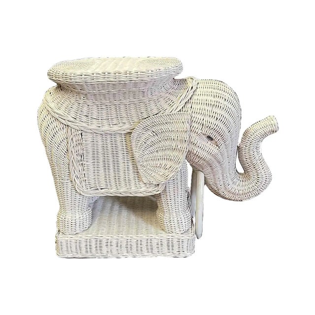 Vintage Wicker Elephant Side Table For Sale In Providence - Image 6 of 6