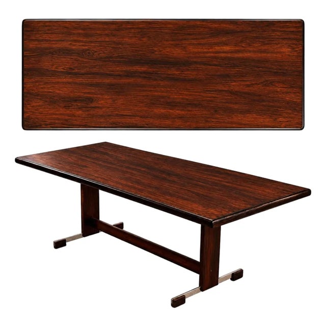 Extendible Brazilian Modern Dining Table in Rosewood with Chrome Details, Att. to Jorge Zalszupin, Brazil, 1960s For Sale