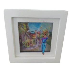 Signed Jean Pierre Weill "Ruth" Mini 3d Vitreography Painting on Glass Biblical Framed Gift Boxed 4.5"Sq.