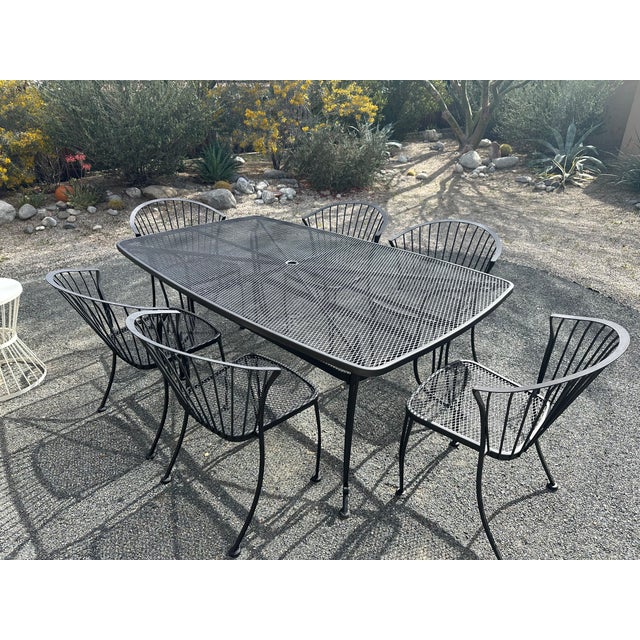 Mid-Century Modern Mid-Century Modern Carolina Forge Dining Table & 6 Chairs For Sale - Image 3 of 7