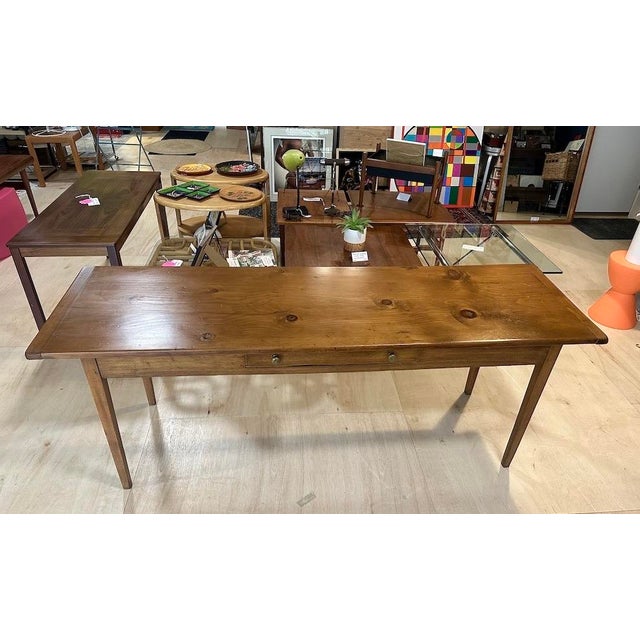 Antique French Farmhouse Work Table W/ Drawer For Sale In Boston - Image 6 of 17