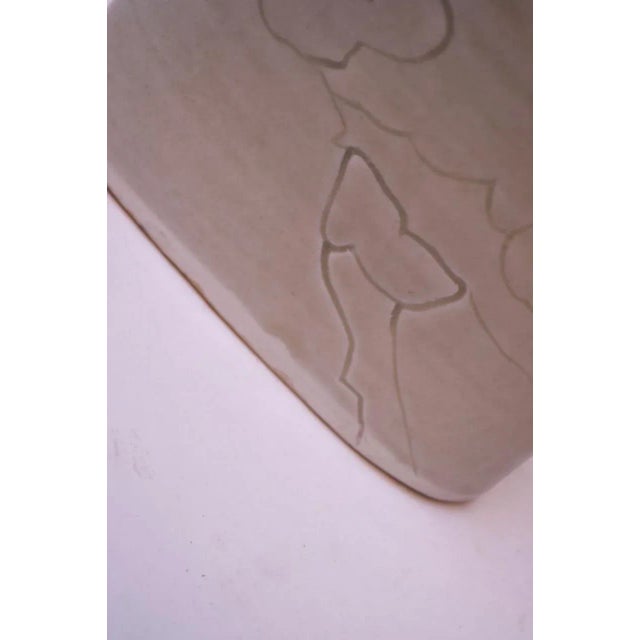 Studio Stoneware Pale Green Floral Vase Signed Pollack, 1976 For Sale - Image 11 of 13