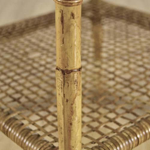 Wood Round Bamboo and Rattan Coffee Table with Glass Top and Woven Shelf, 1950s For Sale - Image 7 of 9