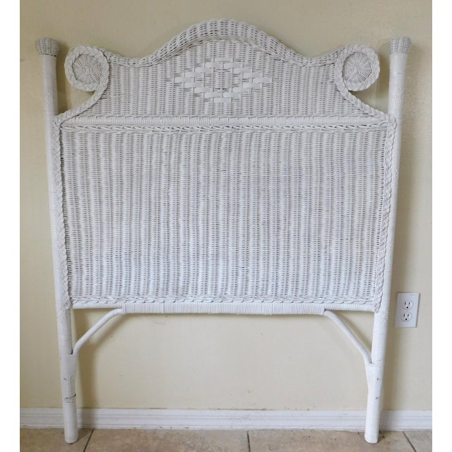 Pair Vintage C1980s Ornate White Wicker Twin Size Headboards For Sale - Image 11 of 18