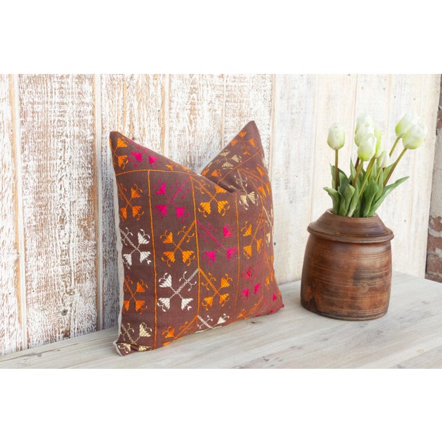 Ganvi Antique Indian Folk Pillow For Sale - Image 4 of 10