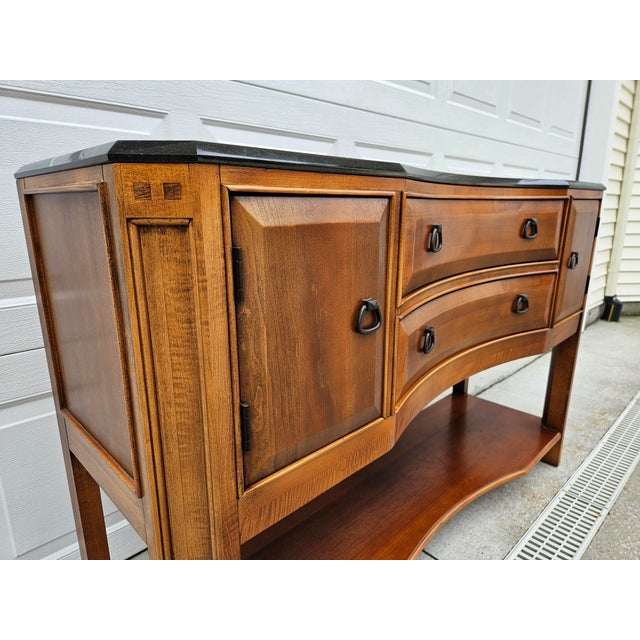 Thomasville Modern Arts and Craft Style Cherry and Granite Top Sideboard Buffet For Sale - Image 4 of 13