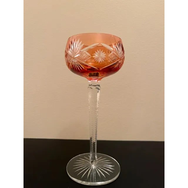Glass 1920s German Cut Crystal Wine Glasses - Set of 3 For Sale - Image 7 of 11