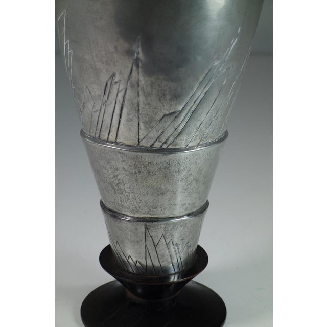 Wood Futurist Metal and Black Wood Urn Vase, 1920s For Sale - Image 7 of 10
