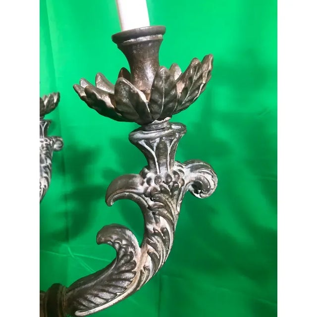 Metal Vintage Italian Hand Carved 2 Tier Chandelier With 12 Lights For Sale - Image 7 of 12