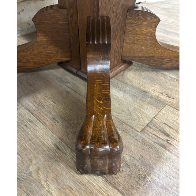 Antique Claw Foot Pedestal Dining Table With 7 Leaves For Sale In Kansas City - Image 6 of 10