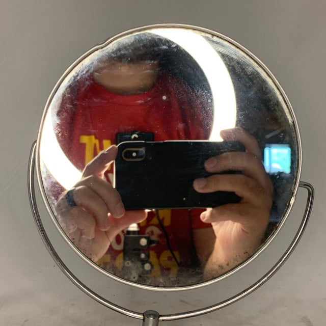 Early 20th Century Art Deco Chrome Vanity Mirror: Double Sided Swivel Mirror For Sale - Image 5 of 10