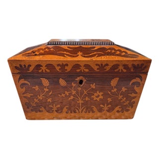 Antique Victorian Rosewood & Bird's-Eye Maple Sarcophagus Box For Sale