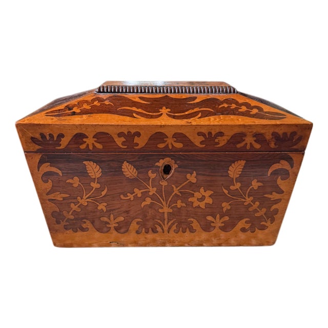 Antique Victorian Rosewood & Bird's-Eye Maple Sarcophagus Box For Sale