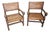 Early 20th Century Jacobean Oak Lionel Head Armchairs with Webbing, Set of 2 For Sale