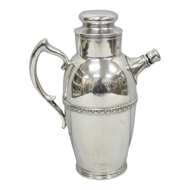 Vintage Art Deco Silver Plated Martini Cocktail Shaker Pitcher by Poole 2601 For Sale