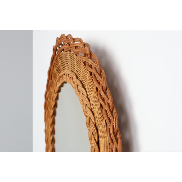 Small Mid-Century Rattan Mirror, France, 1960s For Sale - Image 6 of 11