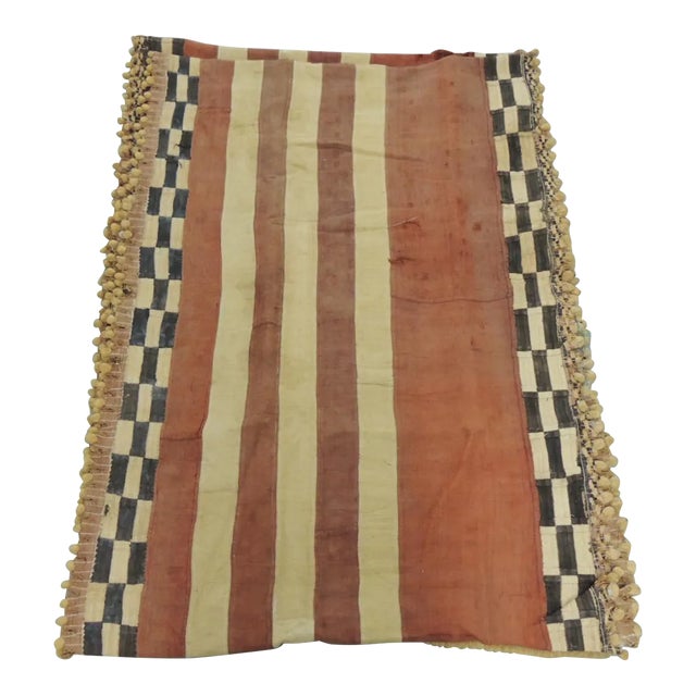 Vintage Rust and Black African Raffia Ceremonial Skirt Textile For Sale
