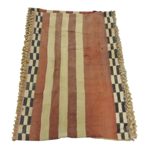 Vintage Rust and Black African Raffia Ceremonial Skirt Textile