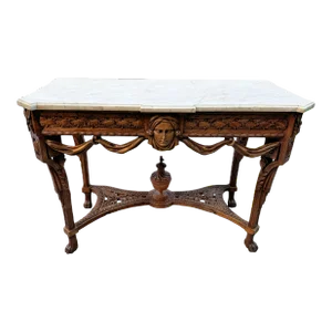 18th Century Italian Neoclassical Walnut White Marble Top Console