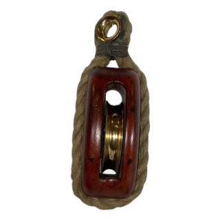 Single Brass Sheave Yacht Pulley Block with Rope Stropping For Sale