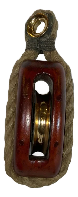 Single Brass Sheave Yacht Pulley Block with Rope Stropping