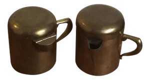 Solid Brass Creamer and Sugar Set by Taxco - A Pair